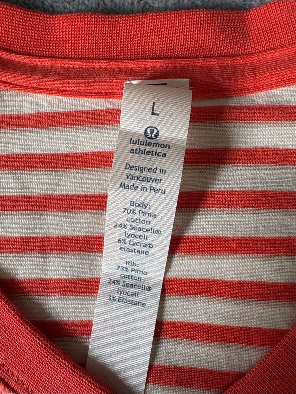 lululemon athletica Men's Orange and White Striped V-Neck Tee - Picture 8 of 10